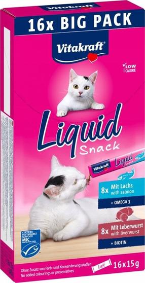 Лакомство для кошек Vitakraft Liquid, индюшатина/тунец, 0.015 кг, 16 шт.