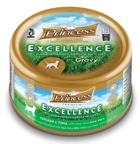 Влажный корм для кошек Princess Excellence, курица/алоэ/тунец, 0.070 кг