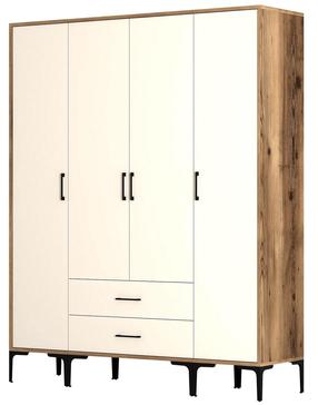 Skapis Kalune Design Kumsal STS, krēmkrāsa/valriekstu krās., 47.5 cm x 160 cm x 201.4 cm