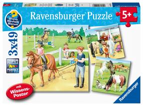 Пазл 3in1 Ravensburger Horses, 21 см x 21 см, 147 шт., многоцветный