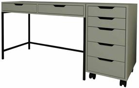Rakstāmgalds ar atvilktnēm, komplekts Kalune Design Working 1600-77, 120 cm x 55 cm, 77.4 cm, zaļa krās.