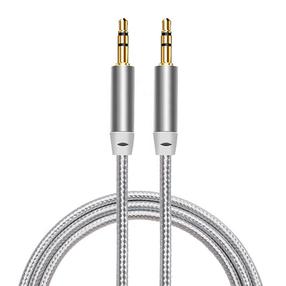 iLike AX1 Izturīgs Pīta vada 1m Aux Jack kabelis 3.5mm spraudnis uz 3.5mm spraudnis 2-line Sudraba