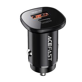 Automobilinis įkroviklis AceFast Dual Fast Charge, USB-A/1 x USB-C, juoda sp., 38 W