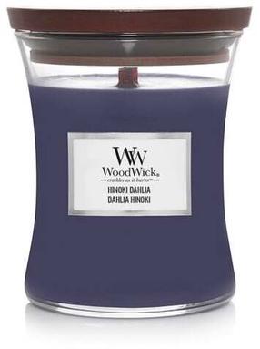 Žvakė, aromatinė WoodWick Hinoki Dahlia, 55 - 65 h, 275 g, violetinė sp.