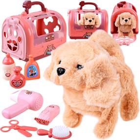 Žaislinis gyvūnas šuo JD Toys Grooming Pet Cage, ruda sp./rožinė sp.