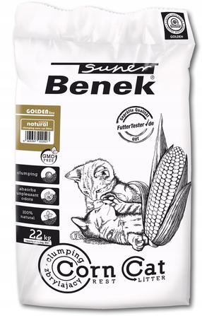 Наполнитель для кошачьего туалета Super Benek Corn Cat Golden Natural, органический (комкующийся), 22 кг, 35 л