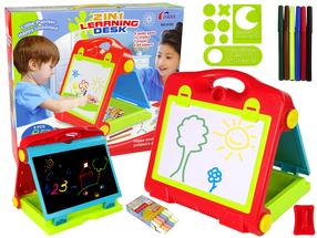 Zīmēšanas tāfele Lean Toys Learning Desk 2in1, 36 cm, daudzkrāsaina, 9 gab.