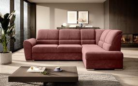 Kampinė sofa Siber Lukso 24, rožinė sp., dešininė, 186 x 270 cm x 93 cm