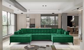 Kampinė sofa Vertizo Lukso 35, tamsiai žalia sp., 350 x 170 cm x 93 cm