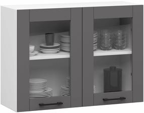 Viršutinė virtuvinė spintelė Akord Olivia W80 H580, balta/pilka, 80 cm x 30.5 cm x 58 cm