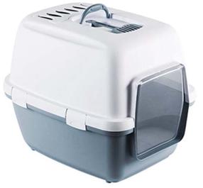 Закрытый кошачий туалет Stefanplast Cathy Comfort, синий цв./белый цв., закрытый, 58 см x 45 см x 48 см