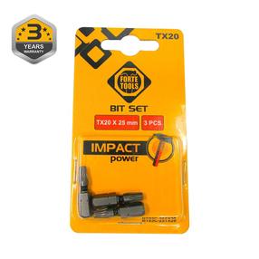 Triecienskrūvgrieža biti Forte Tools BT03C-25TX20, TX20, 25 mm