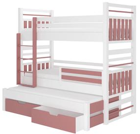 Детская кровать ADRK Hippo, белый цв./розовый цв., 90 x 200 cm, с матрасом