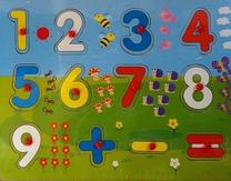 Medinė lenta su skaičiais RoGer Wooden Puzzle, įvairių spalvų, 12 vnt.