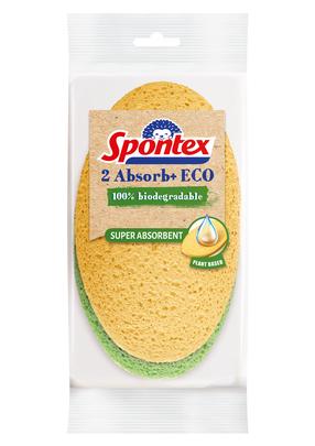 Tīrīšanas sūklis Spontex Absorb+, zaļa krās./oranža krās., 2 gab.