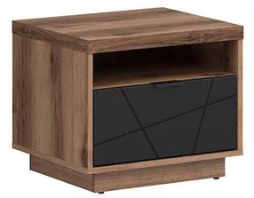 Naktinis staliukas Forn, ąžuolo sp./juoda sp., 42.5 cm x 50 cm x 42.5 cm