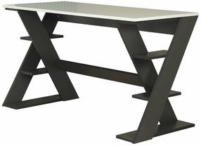 Rakstāmgalds un plaukts Kalune Design Lungo 801CMY5424, 60 cm x 140 cm, 73 cm, antracīta krās./balts krās.