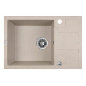 Virtuvinė plautuvė Laveo Barbados SBB_413T, Beige, granitas, 65 cm x 44 cm x 20 cm, beige