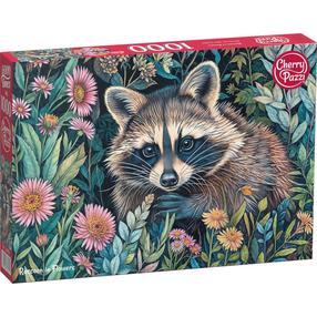 Dėlionė CherryPazzi Raccon in Flowers, 50 cm x 70 cm, 1000 vnt.