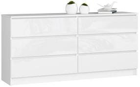 Komoda Akord K160, skaidri sp./balta sp., 77 cm x 160 cm x 40 cm