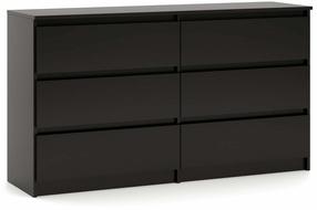 Komoda Simple 6S, juoda sp., 78.5 cm x 120 cm x 39 cm