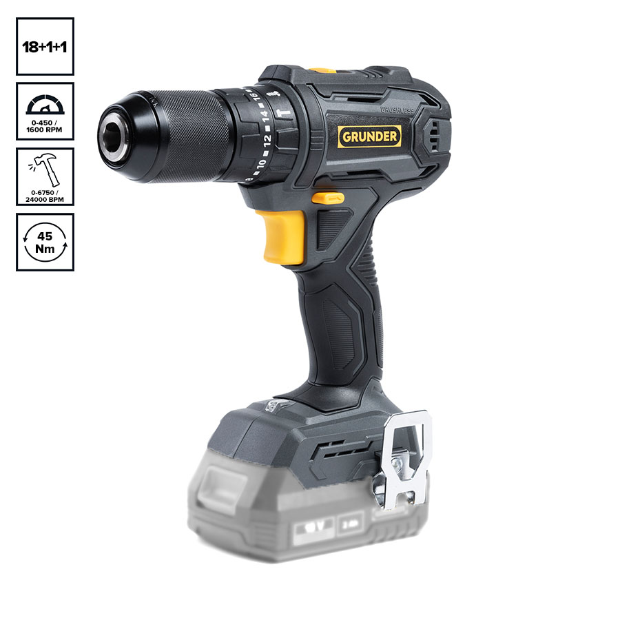 &E　GRG S Įrankių komplektas Grunder CD-B1218+CW-B1118E, 18V, 2x2.0 Ah