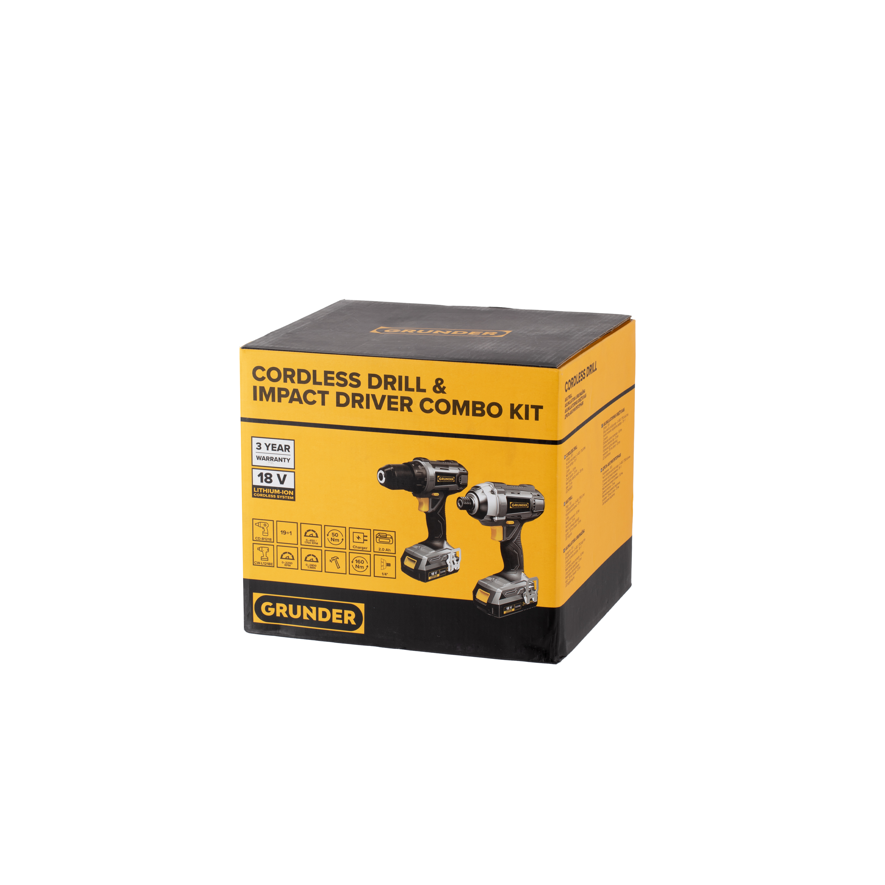 &E　GRG S Įrankių komplektas Grunder CD-B1218+CW-B1118E, 18V, 2x2.0 Ah