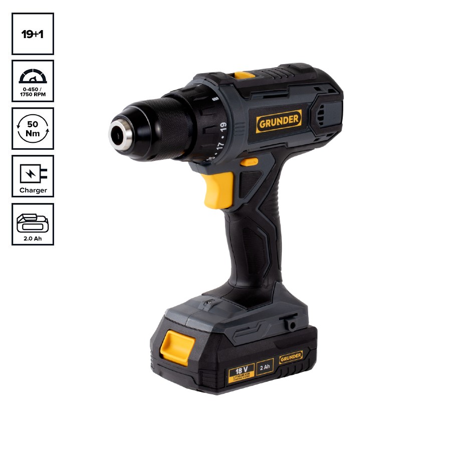 &E　GRG S Įrankių komplektas Grunder CD-B1218+CW-B1118E, 18V, 2x2.0 Ah