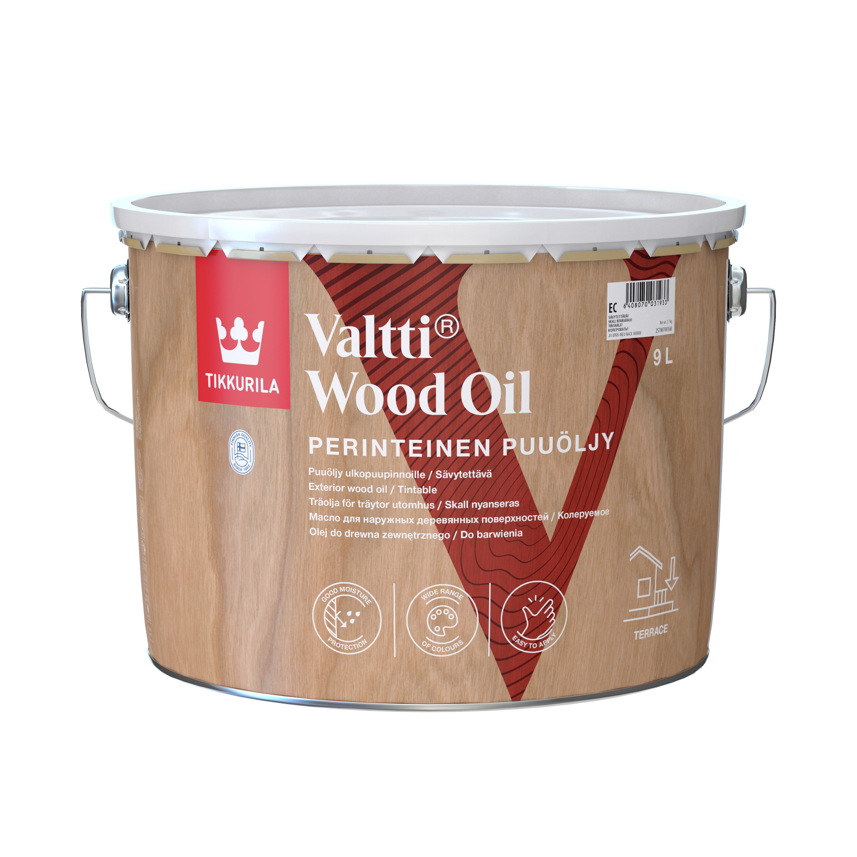 Medienos aliejus Tikkurila Valtti Wood Oil EC, skaidri sp., 9 l