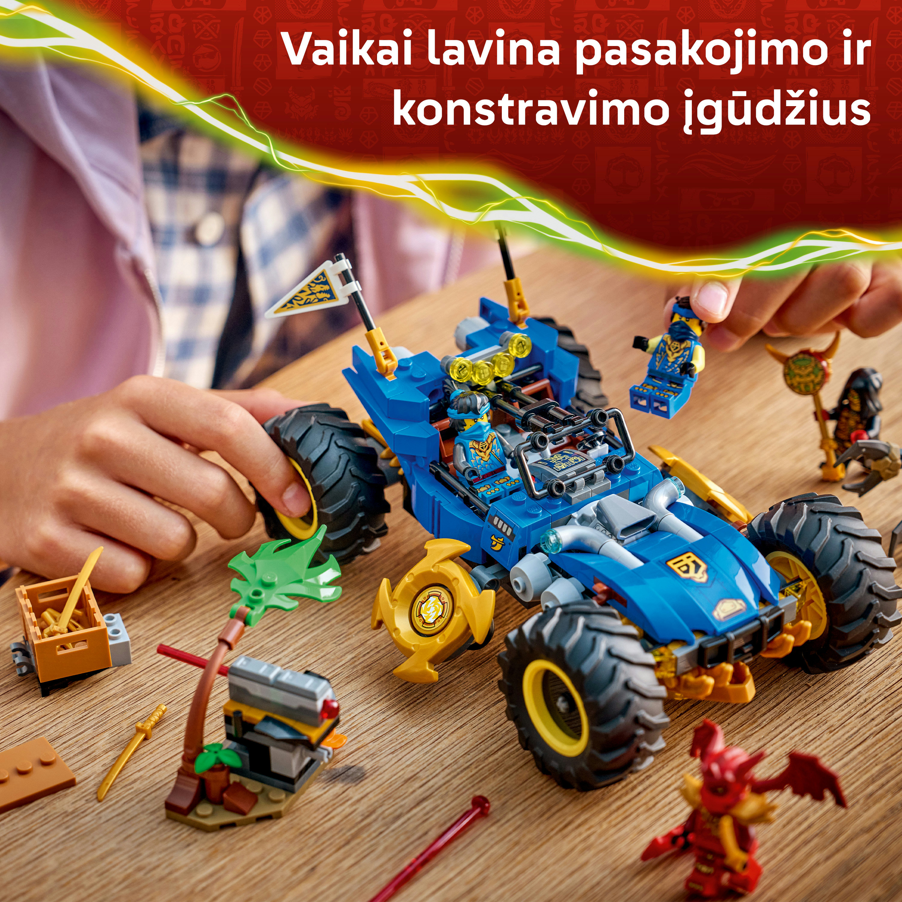 趣味 PERMANENT FOOD No.3 Konstruktorius LEGO® NINJAGO® Jay transformuojamas automobilis