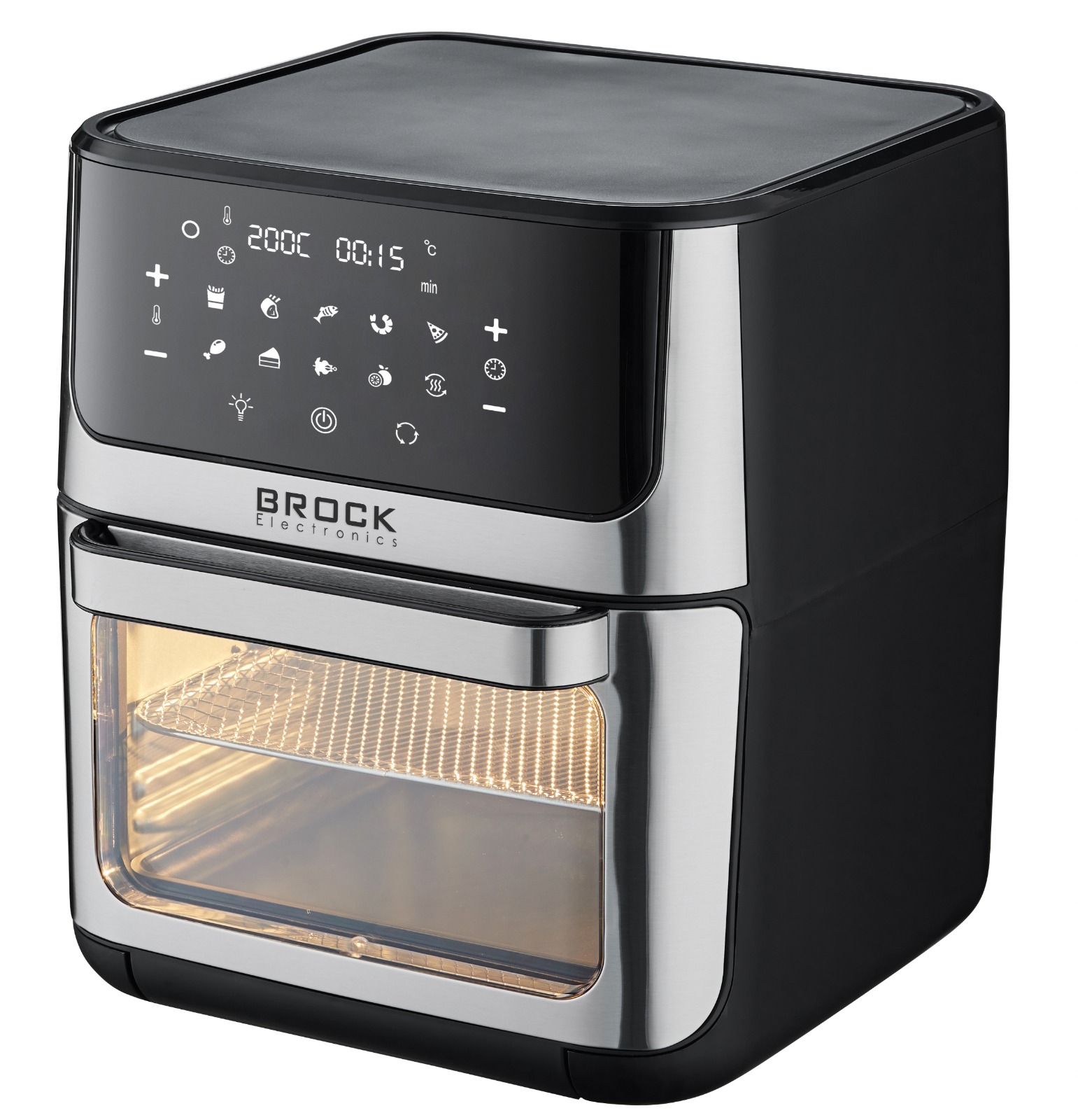 Karšto oro gruzdintuvė Brock DA 1000 BK, sidabro sp./juoda sp., 1800 W, 12 l