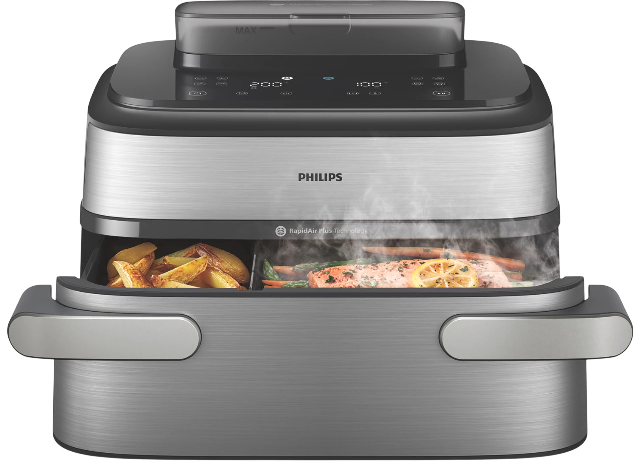 Karšto oro gruzdintuvė Philips Megabasket NA565/02, sidabro sp./juoda sp., 2750 W, 9.5 l