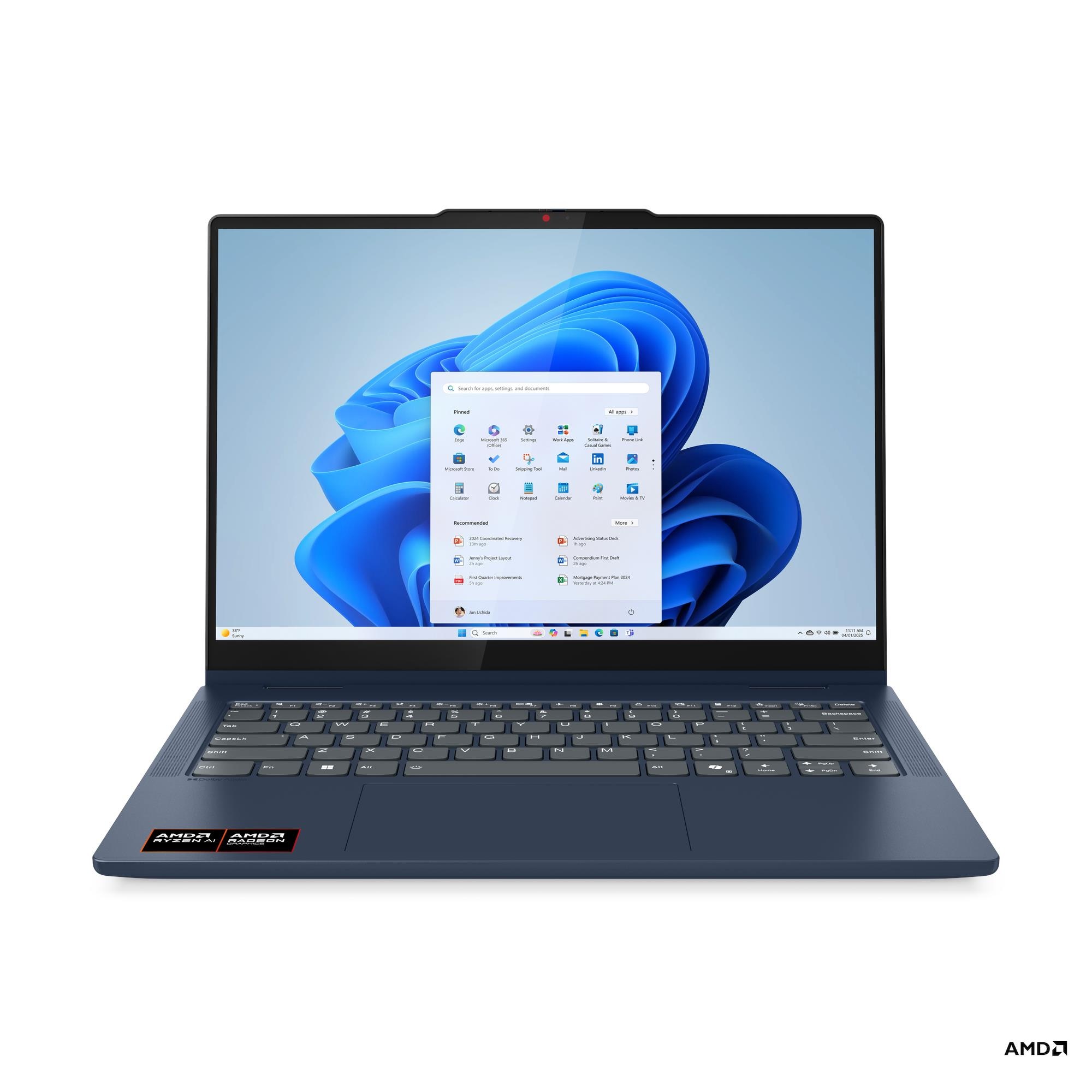 Nešiojamas kompiuteris Lenovo IdeaPad 5 2-in-1 14AKP10 83KT001YUS, AMD Ryzen AI 7 - 350, 16 GB, 1 TB, 14 ", AMD Radeon 860M, mėlyna sp., EN, Windows 11 home