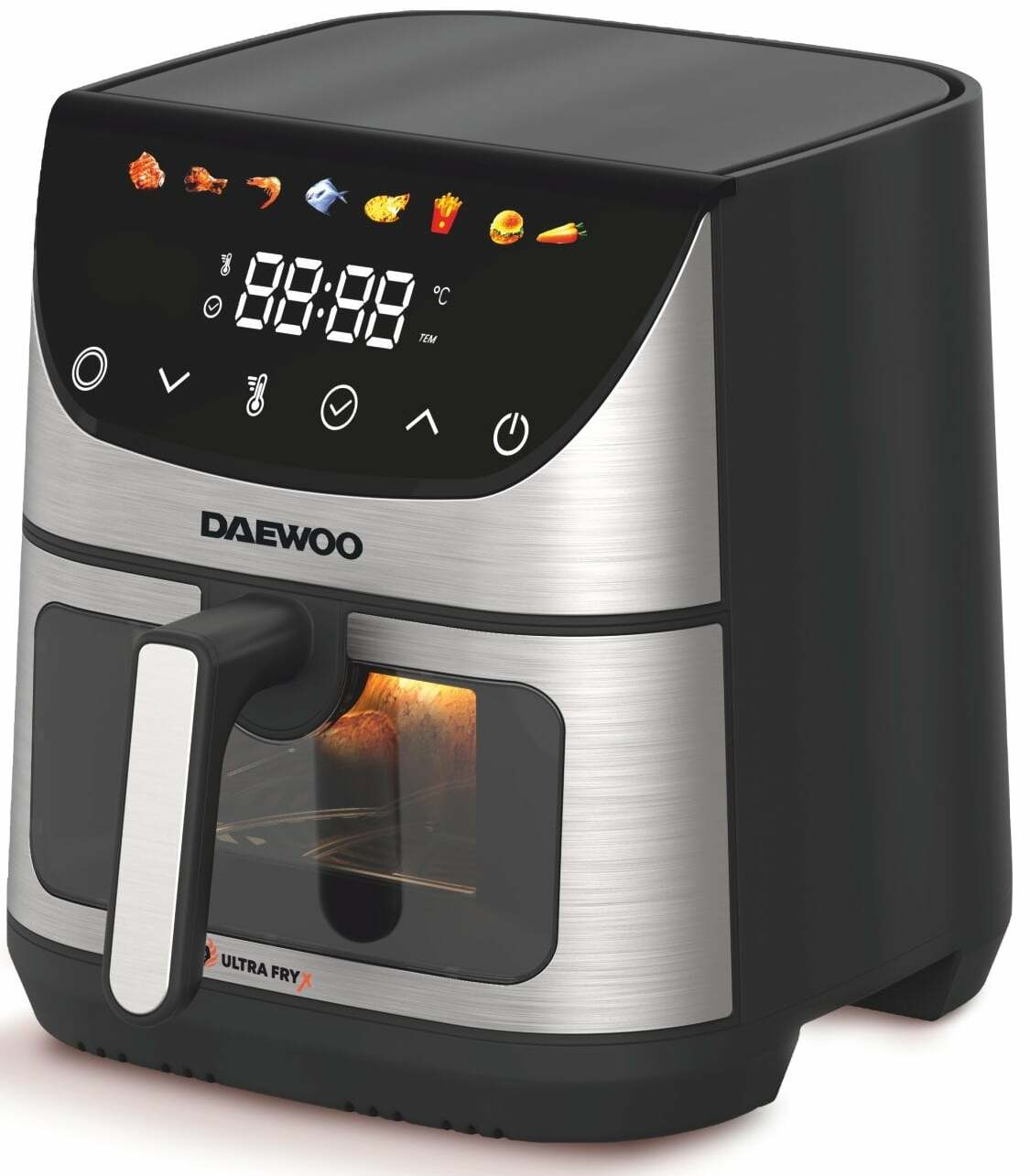 Karšto oro gruzdintuvė Daewoo DAF 1600 IX, sidabro sp./juoda sp., 1600 W, 6.5 l