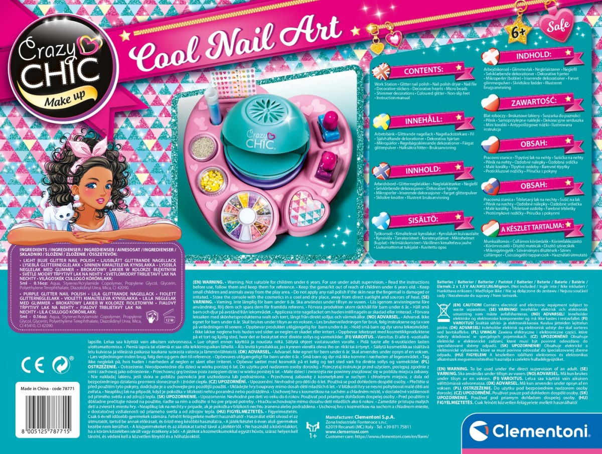 Nagų priežiūros rinkinys Clementoni Crazy Chic Cool Nail Art 78771