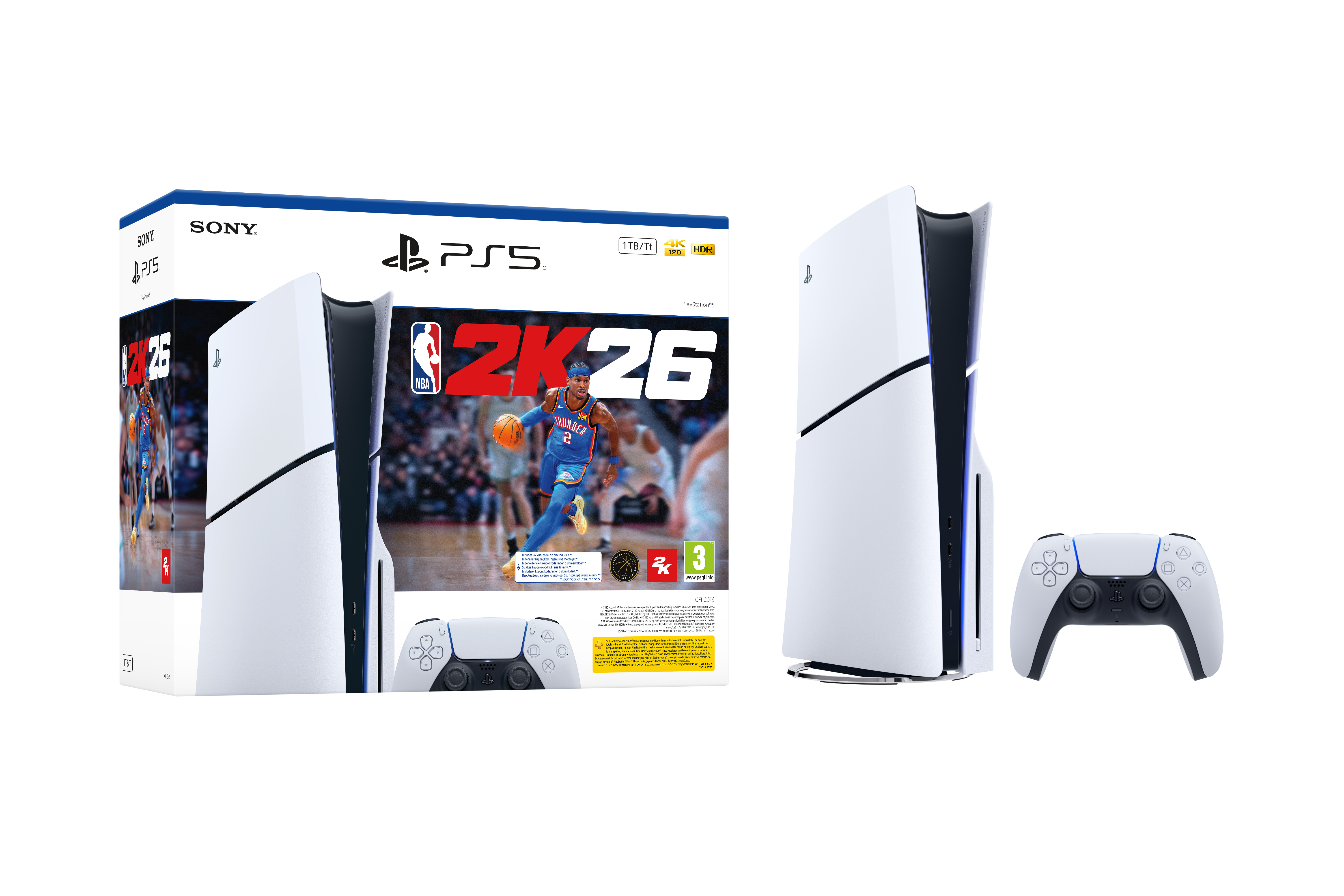 Nintendo Switch PlayStation5 PS5 Žaidimų konsolė Sony PlayStation 5 Slim + NBA 2K26, USB Type C, 1
