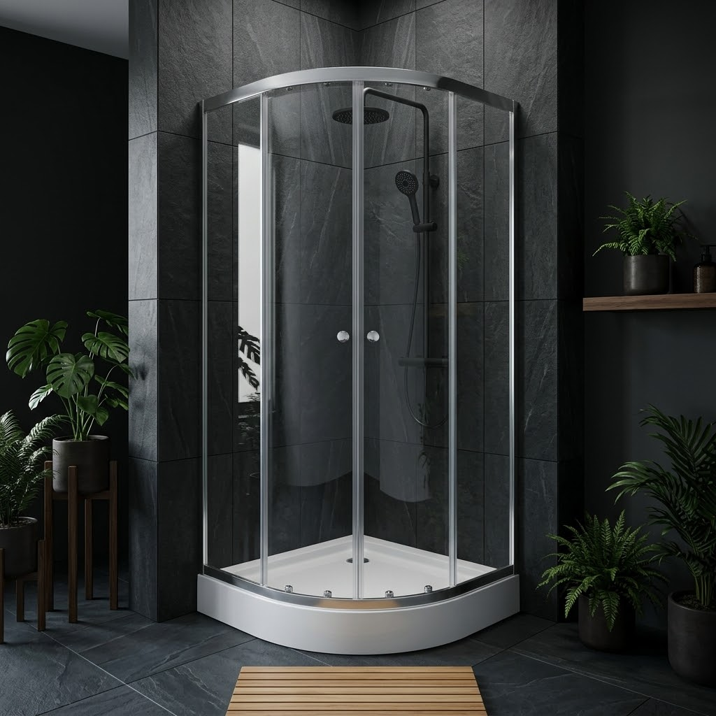 ■★ALDOCUBE KPAD／2SIMフリー＼2K#10.4／bah3-l09 Dušo kabina Thema Lux Sand QA017-90, pusapvalė, 90 cm x 90 cm x