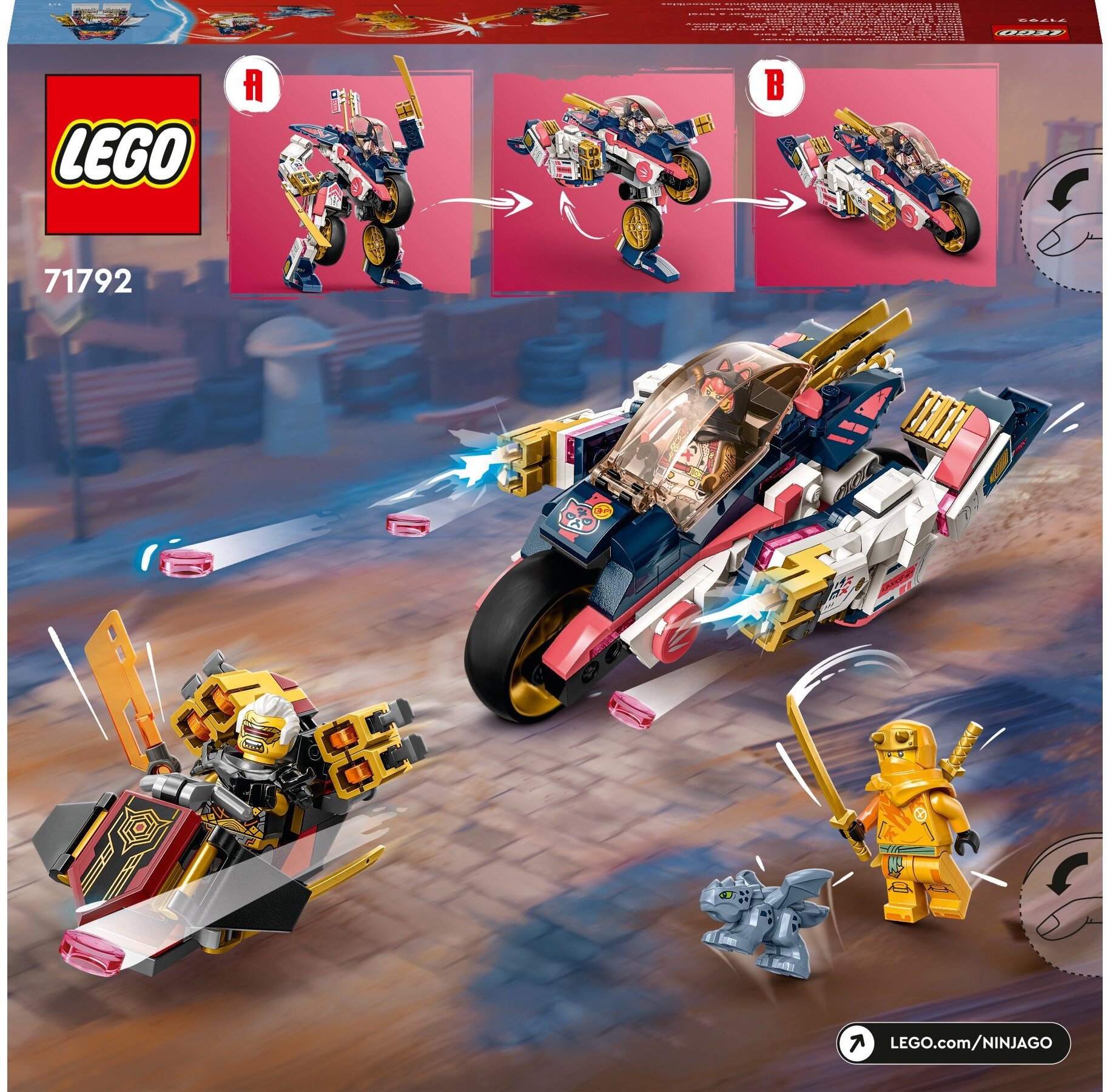 ✩sora✩ Konstruktorius LEGO® NINJAGO® Sora robotas-lenktyninis motociklas