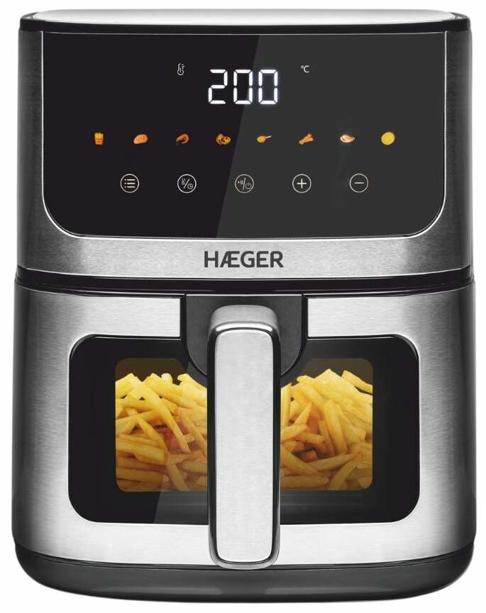 Karšto oro gruzdintuvė Haeger Magic Window AF-D47.005A, sidabro sp./juoda sp., 1200 W, 4.7 l