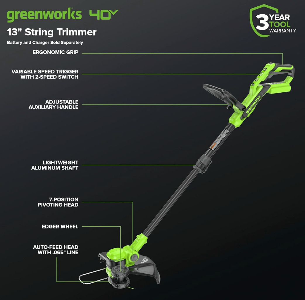 Akumuliatorinė žoliapjovė Greenworks ST40B215-01, 40 V - Senukai.lt