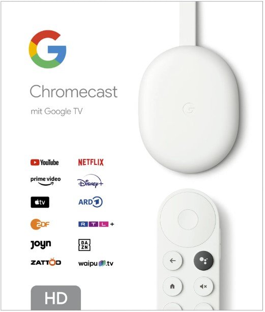 Multimedijos grotuvas Google Chromecast HD, USB Type-C, balta