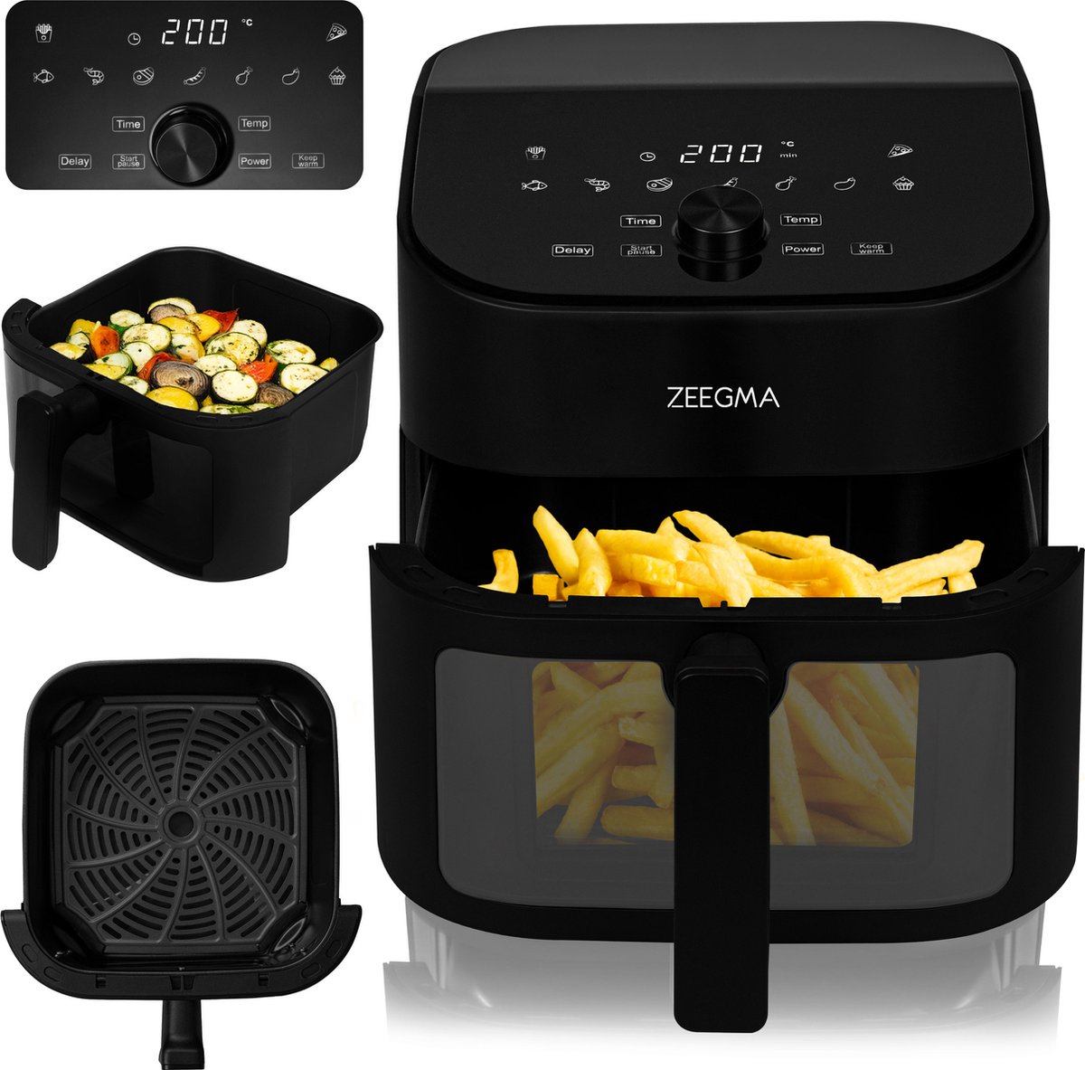 Karšto oro gruzdintuvė Zeegma Knapper Chef, juoda sp., 1600 W, 6.5 l
