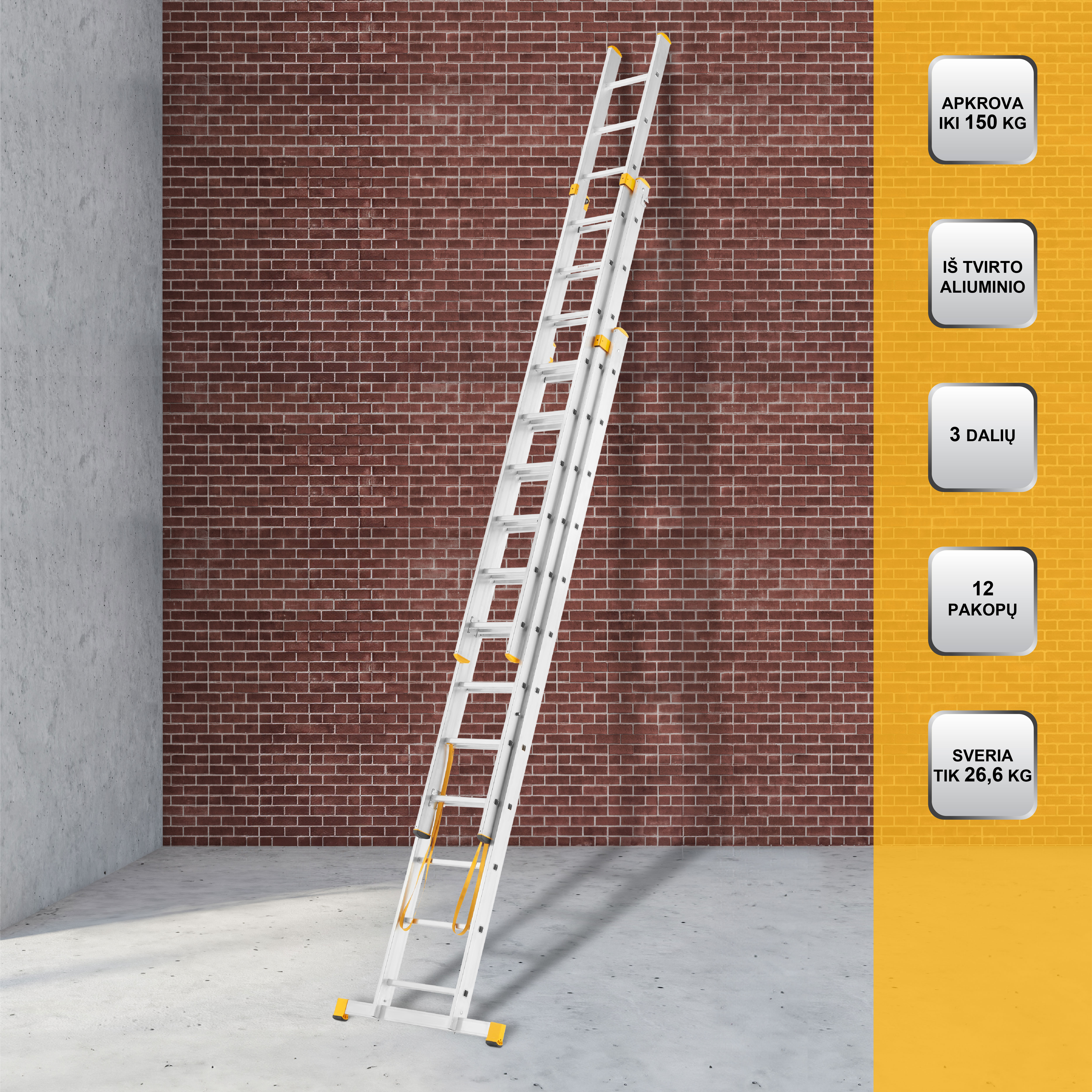 Kopėčios 3 dalių universalios Forte Tools 8612, 818 cm - Senukai.lt