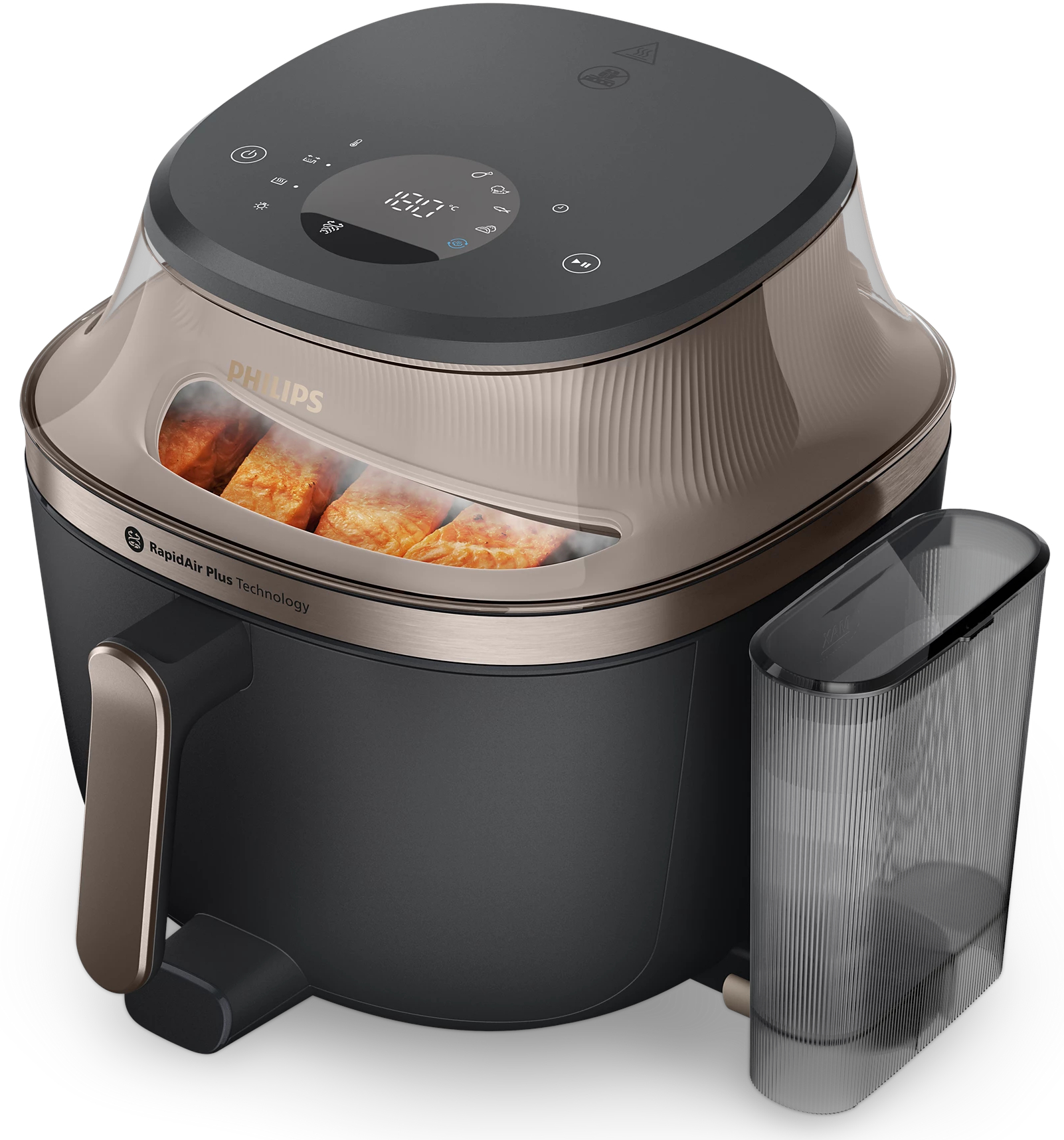 Karšto oro gruzdintuvė Philips 5000 serija NA547/07, aukso sp./juoda sp., 200 W, 7.2 l