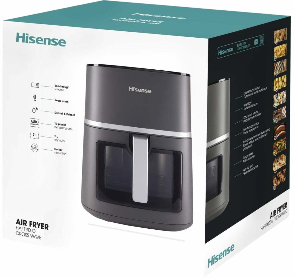 Karšto oro gruzdintuvė Hisense HAF1900D (743878), pilka sp., 1800 W, 7 l