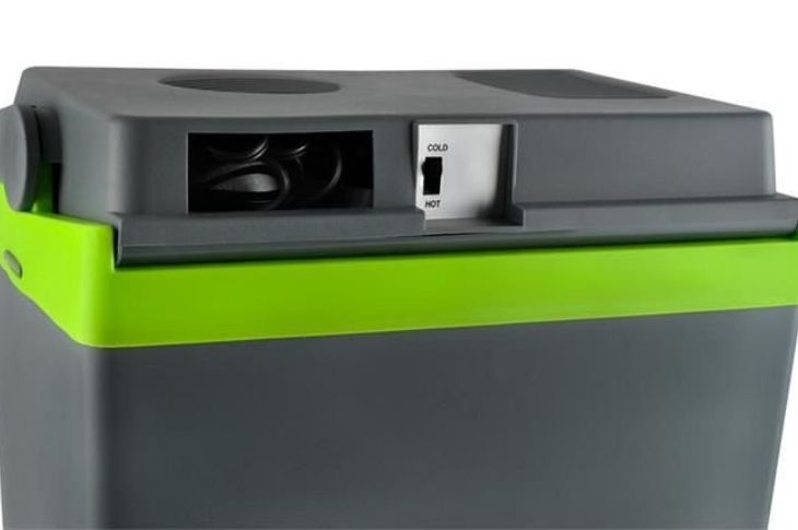 Hall ja rohelise servaga autokülmik Travel Fridge