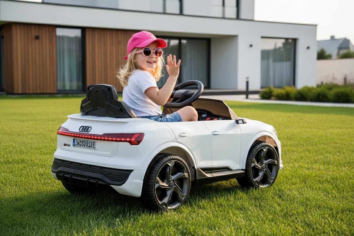 Bērnu elektroauto Hatis Audi SQ8, balta krās.