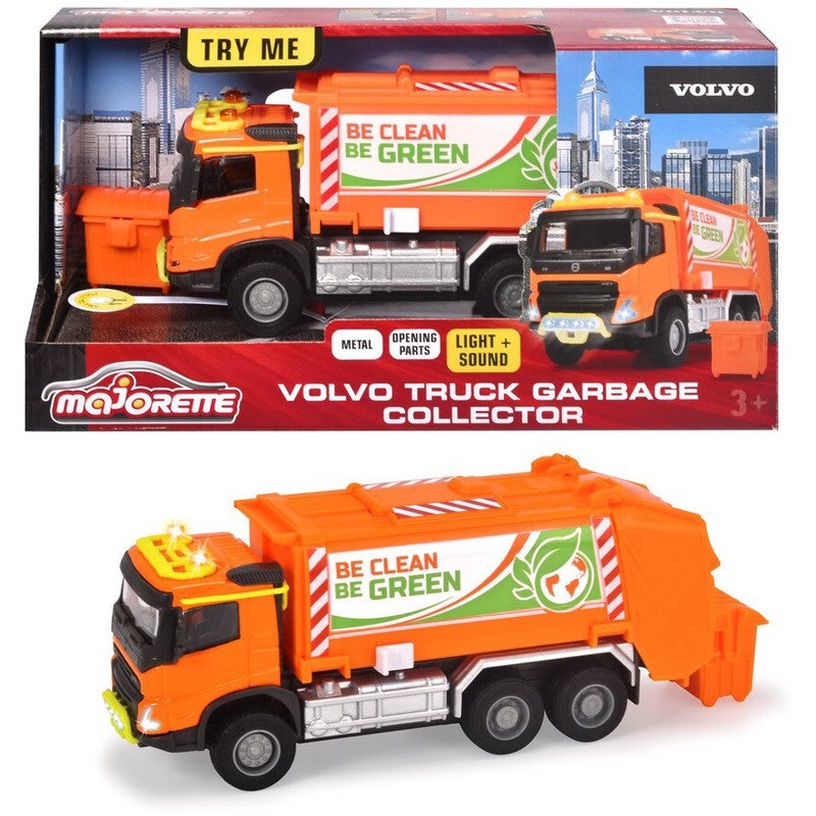 Rotaļlietu smagā tehnika Simba Volvo Truck Garbage Collector 213743000, 1:43, oranža
