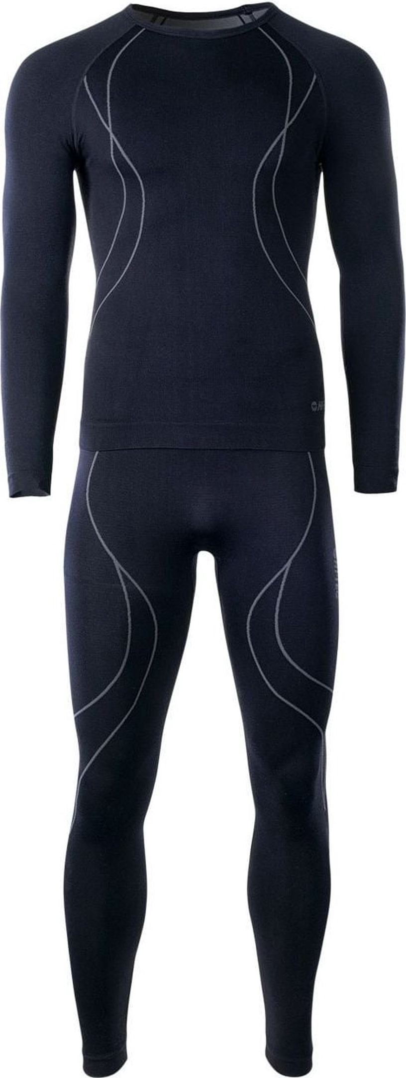 Термобелье, мужские Hi-Tec Ikar Set Met, черный/серый, XL, 2 шт.