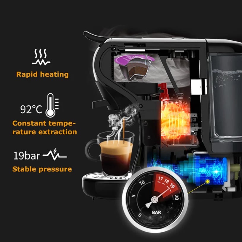 Капсульная кофемашина HiBREW H1A 4in1, белый/черный